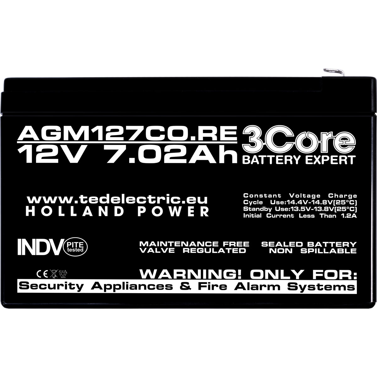 Acumulator AGM VRLA 12V 7,02Ah Dimensiuni 151 x 65 x 94 mm Security Experts F1 3Core 002617 (5) - imagine 2