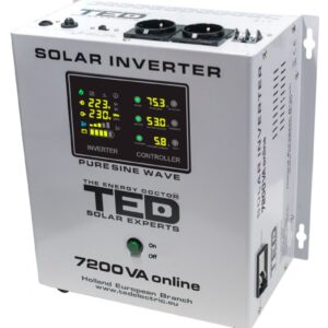 Invertor Solar Fotovoltaic Monofazat Off-Grid, 48V 7200VA 5000W MPPT cu unda sinusoidala pura, TED Electric TED000316