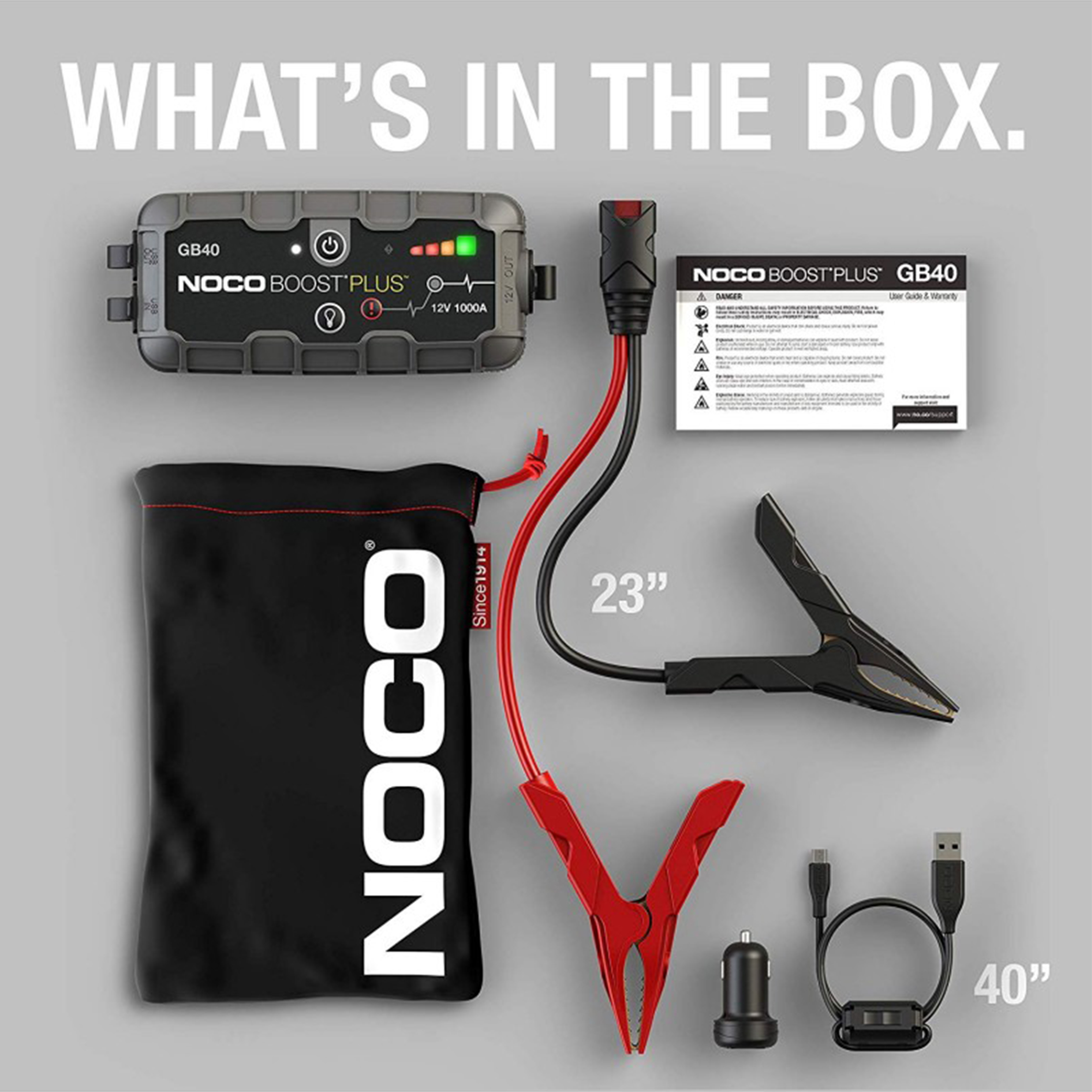 Robot Pornire Auto, Jump Starter Auto 12V Portabil, Curent Pornire 1000A Litiu-Ion, Noco Boost GB40 - imagine 3