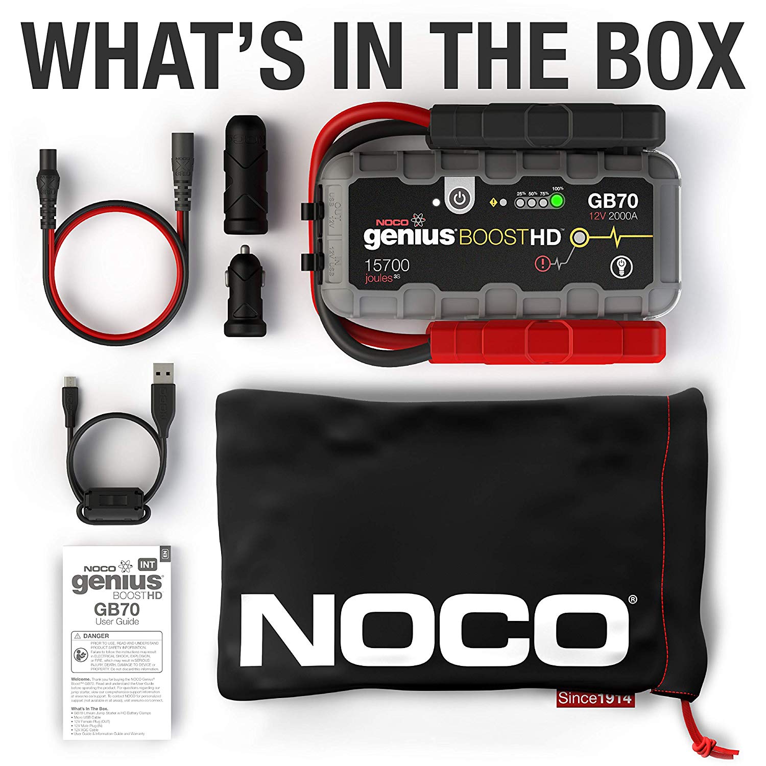 Robot Pornire Auto, Jump Starter Auto 12V Portabil, Curent Pornire 2000A Litiu-Ion, Noco Boost GB70 - imagine 3
