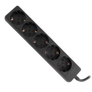 Prelungitor 5 metri cu 5 Schuko, Cablu 3x 1.5mm, Culoare Negru, Putere 3680W 16A, TED Electric TED001825