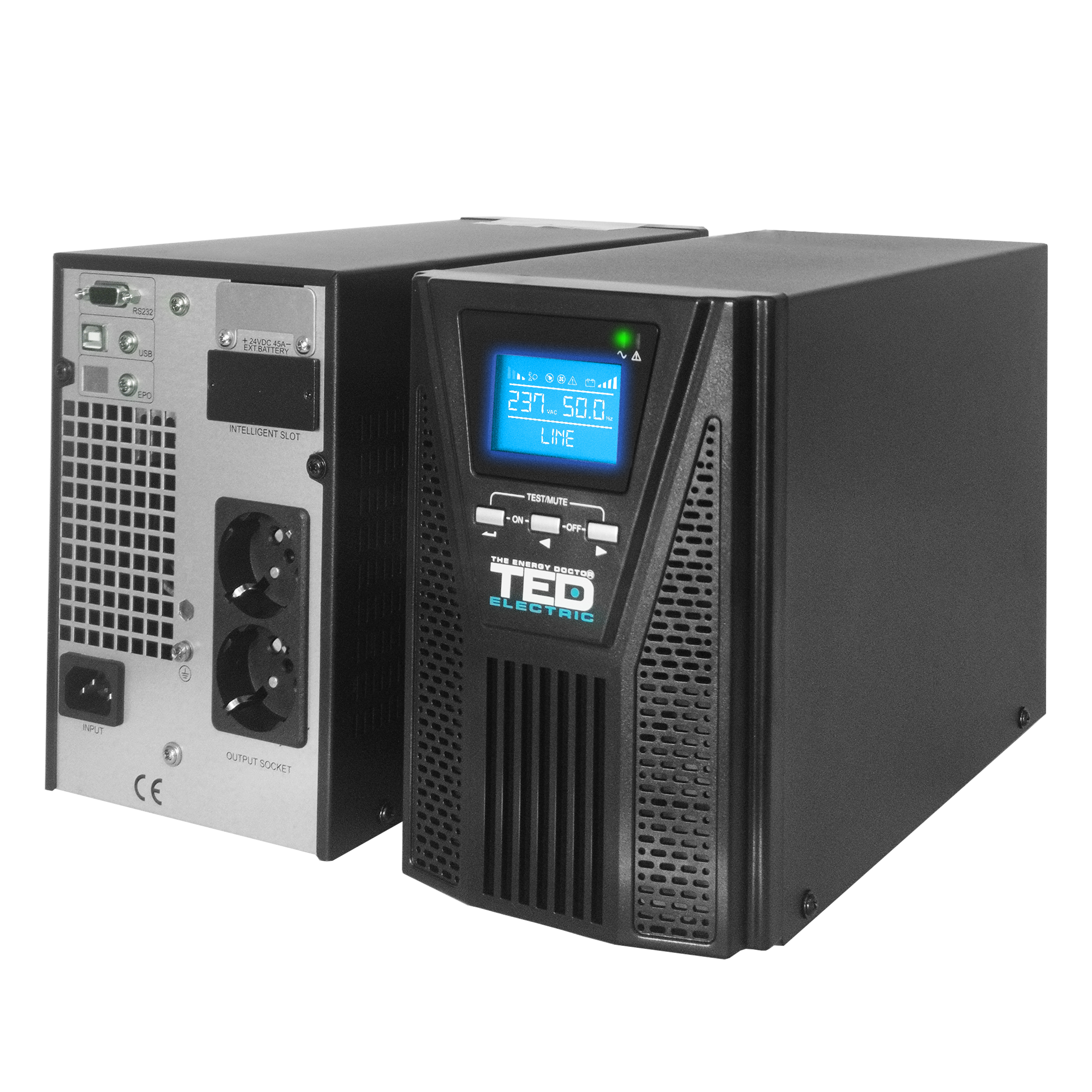 UPS 1000VA Online dubla conversie management 2 schuko TED Electric TED003973 - imagine 3