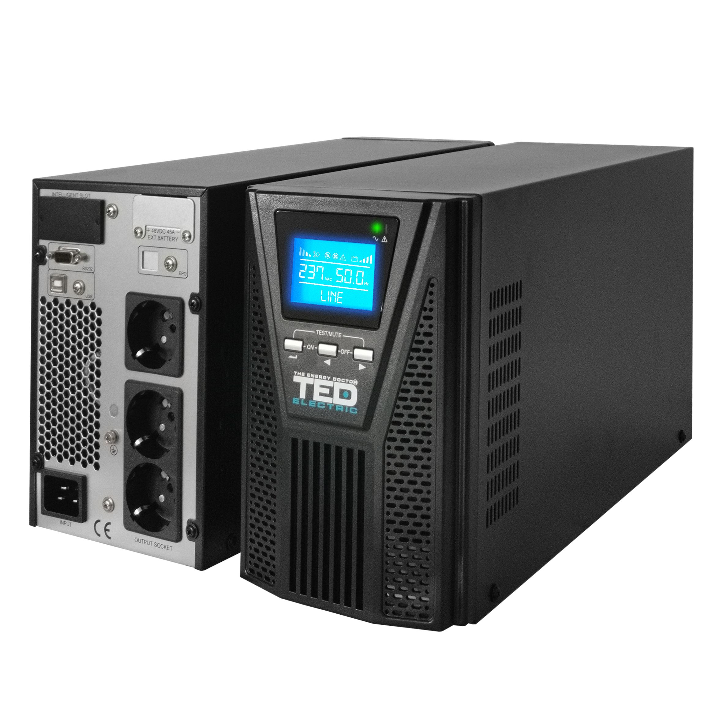 UPS 2000VA Online dubla conversie managenent 3 schuko TED Electric TED003980 - imagine 3