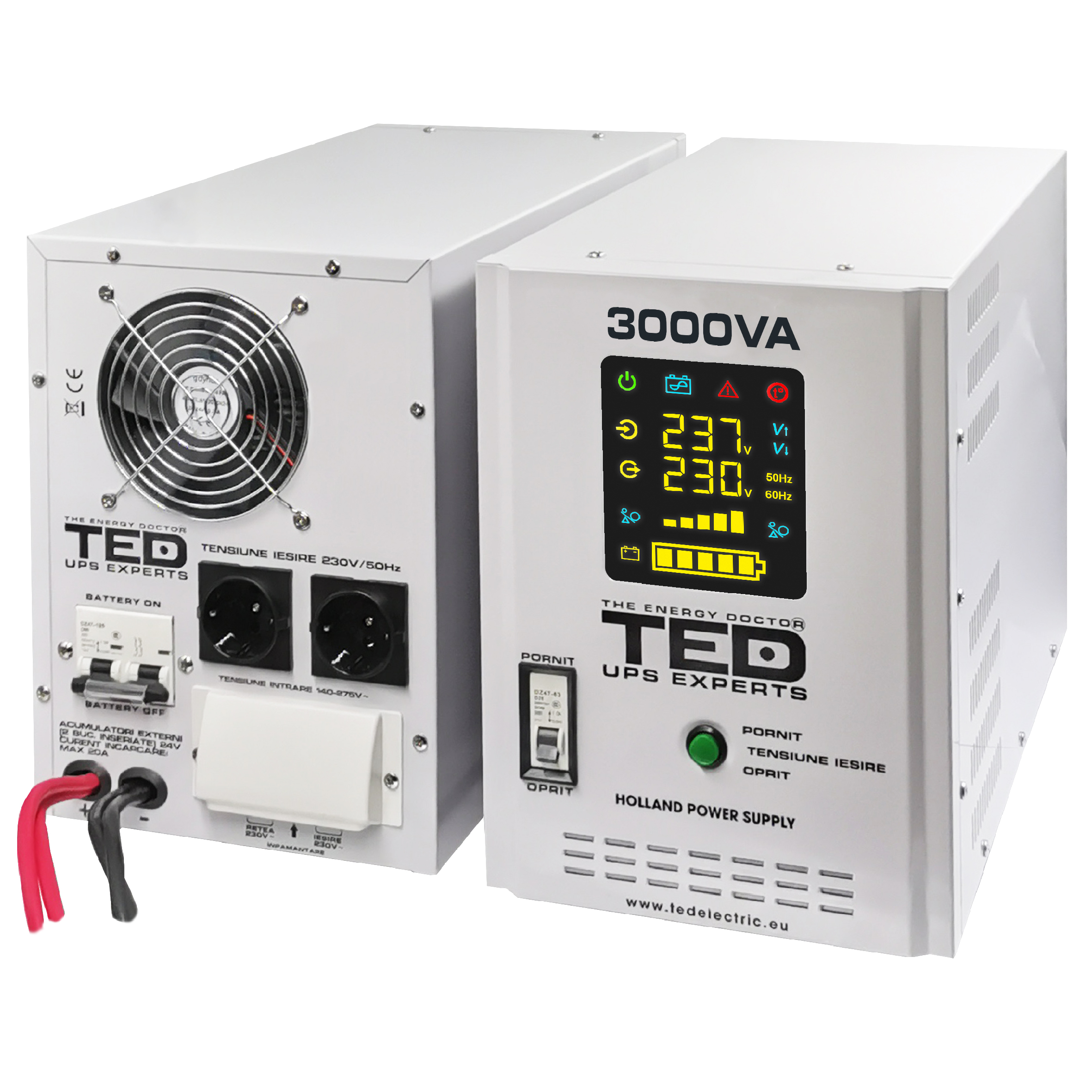UPS 3000VA/2100W runtime extins utilizeaza doi acumulatori (neinclusi) TED Electric - TED001672 - imagine 2