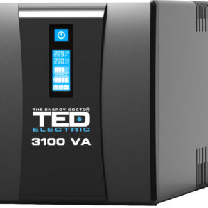 UPS 3100VA 1800W cu Stabilizator si Management, 3x Schuko, Ecran LCD si 4x Acumulator 12V 9Ah, TED Electric TED004673