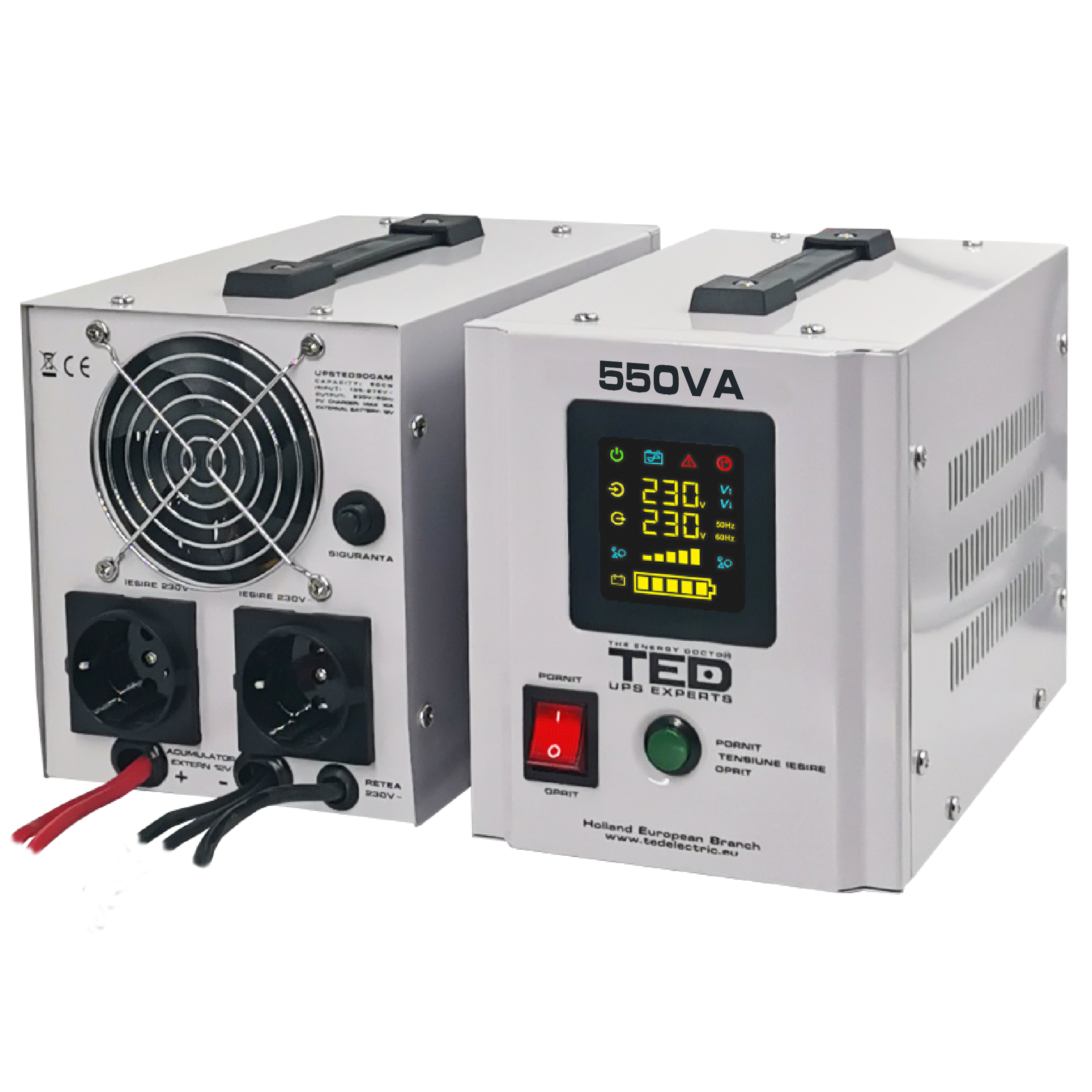 UPS 550VA/300W runtime extins utilizeaza un acumulator (neinclus) TED Electric - TED000354 - imagine 2