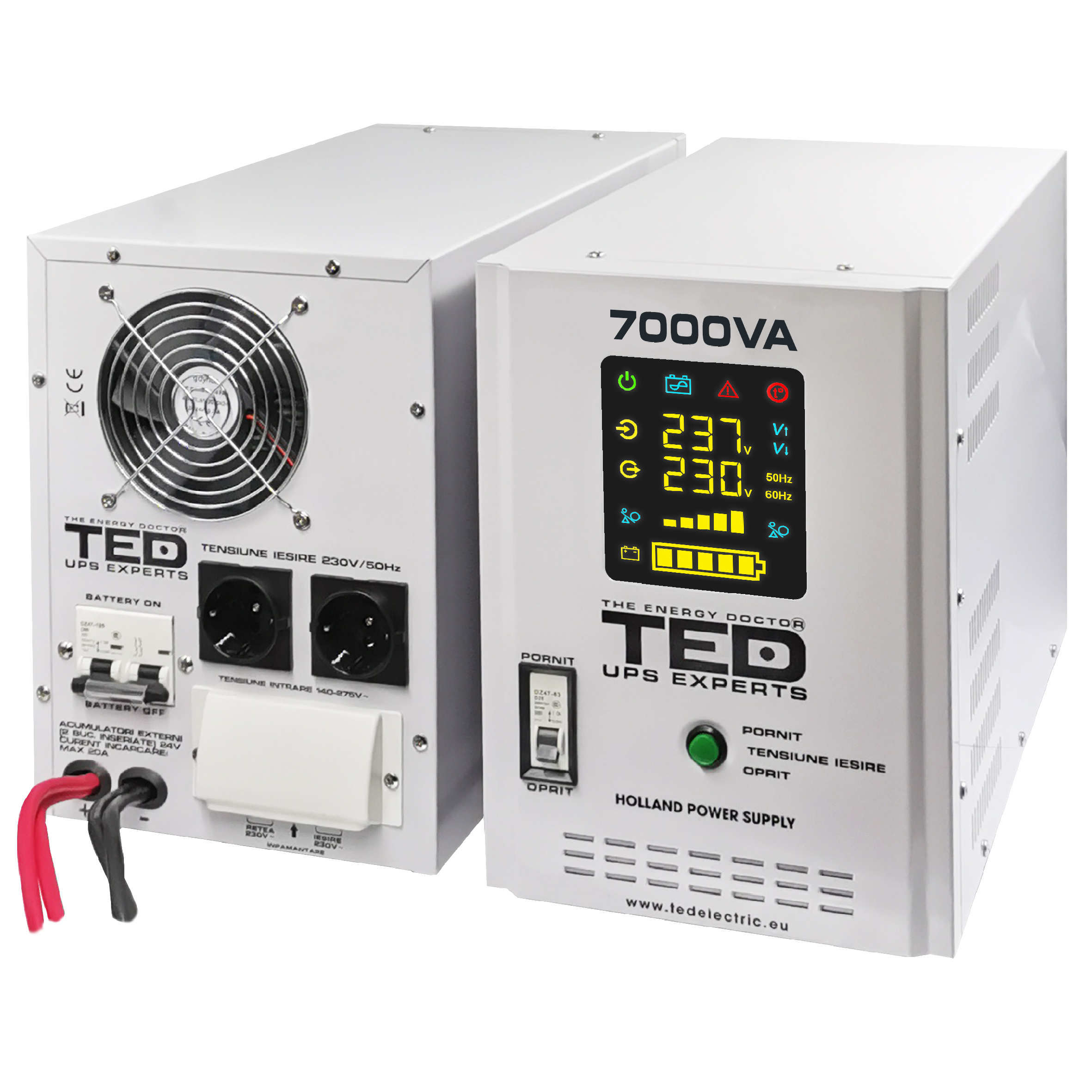 UPS 7000VA/5000W runtime extins utilizeaza patru acumulatori (neinclusi) TED Electric - TED001696 - imagine 2