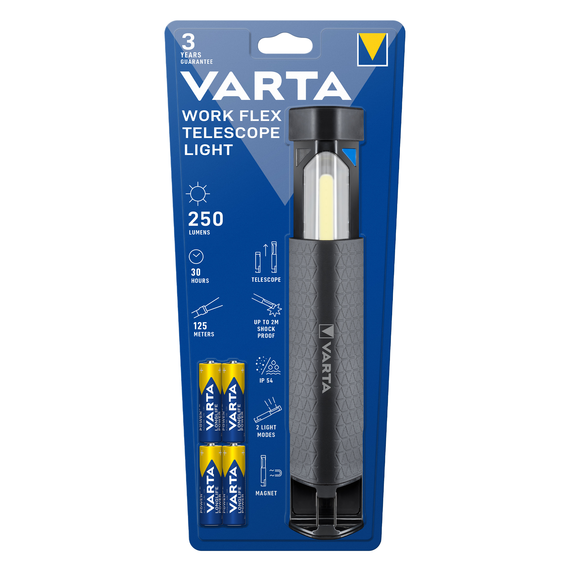 Lanterna cu LED 5W COOB si magnet IP54, include 4 x AA R6, 550lm 430 metri, 18684 Varta - imagine 2